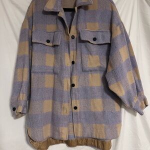 Plaid Women's Jacket in Lilac and Tan